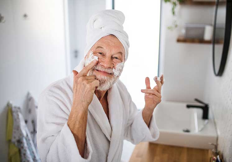 Image show man put on a facemask