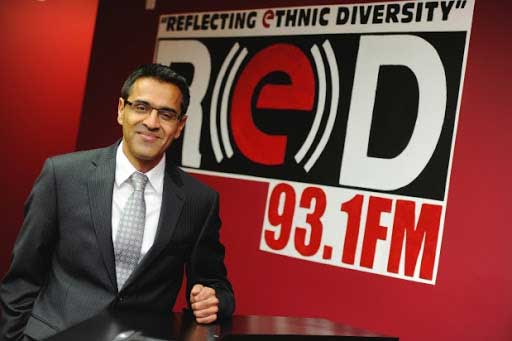 Image show man at a radio station