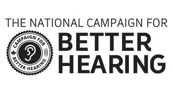 National Campaign for Better Hearing logo featuring an ear icon and text promoting hearing health awareness.