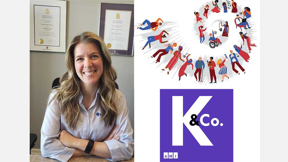 World Hearing Day 2021: Kelly and Company feature with professional certification plaques, inclusive artwork, and AMI branding.