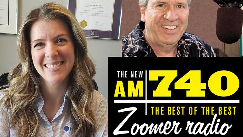 World Hearing Day 2021 Zoomer Radio interview featuring hearing care professionals and AM740 branding.