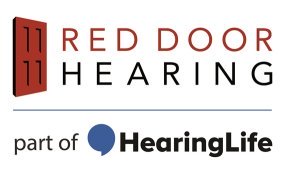 Red Door Hearing logo, part of HearingLife branding