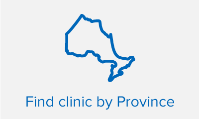 Find clinic by province icon shaped like Ontario map