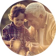 Image show a man and a child playing together