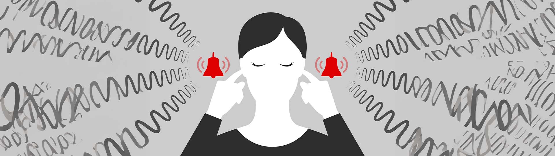 Illustration of person with fingers in ears to block the ringing sound