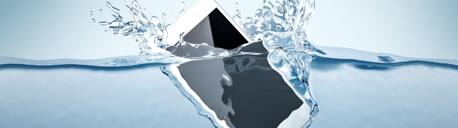 smartphone submerged in water with splash effect