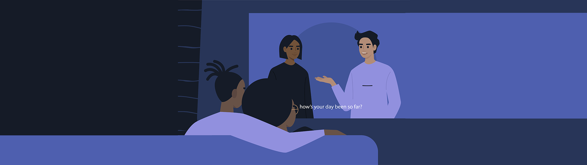 People using closed captions while watching television together.