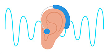 soundwaves representing feedback and functionality of a hearing aid