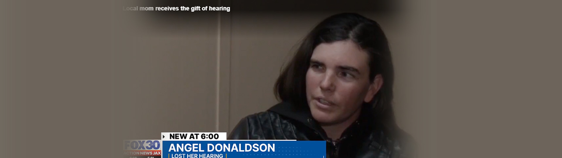 Lake City resident Angel Donaldson shares her story of hearing loss in a televised news segment.