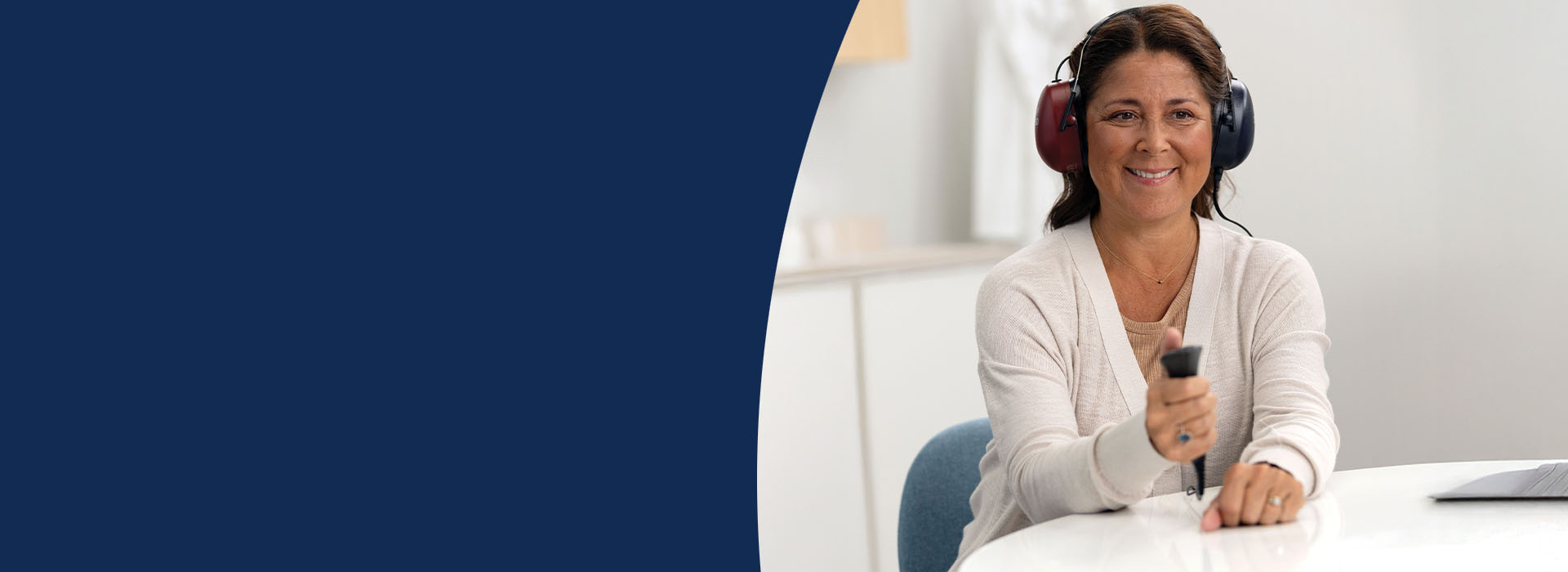 woman taking hearing test