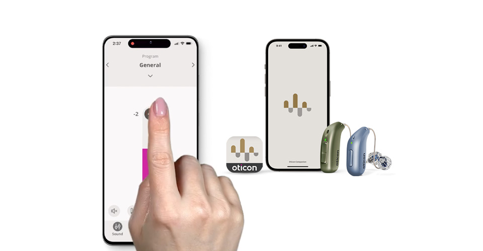 Person using the Oticon Companion app