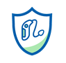Illustration of a hearing aid inside a shield representing protection and care for hearing devices.