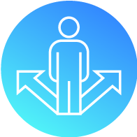 student extern program icon depicting a person with three directional arrows