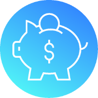 401K retirement fund icon with a piggy bank and dollar sign.
