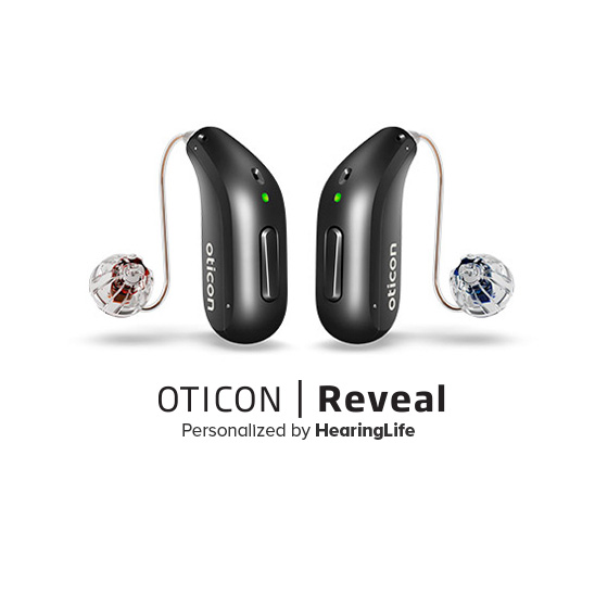 Oticon Reveal™ | Personalized by HearingLife - an image of a pair of hearing aids