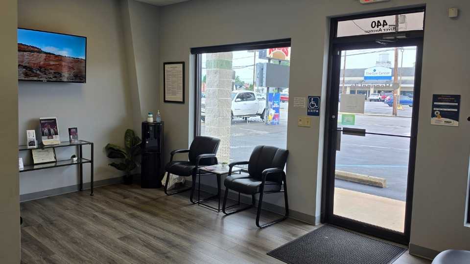 Williamsport PA HearingLife lobby interior with seating area and reception display