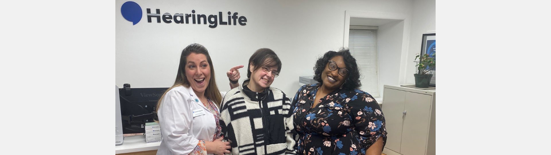 dawn gerber with hearing instrument specialist and patient care coordinator at HearingLife clinic