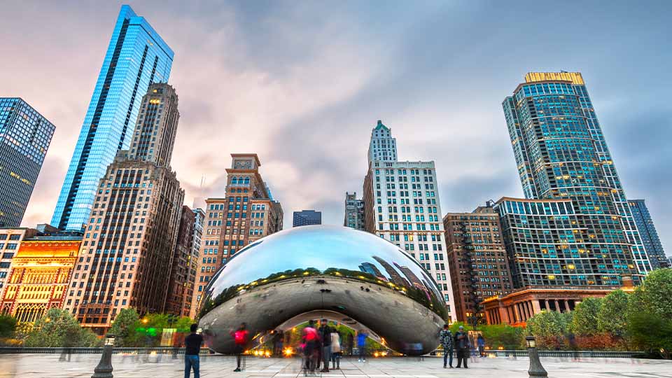 The Bean landmark in Chicago, IL