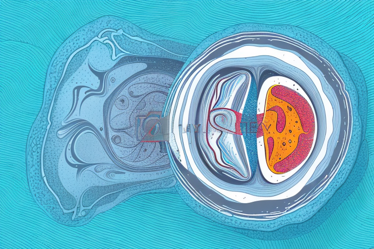 Abstract cross-section illustration of the human inner ear, highlighting cochlear anatomy with vibrant patterns and colors. The teal background evokes a scientific context for audiology and hearing care visualizations. No text present.