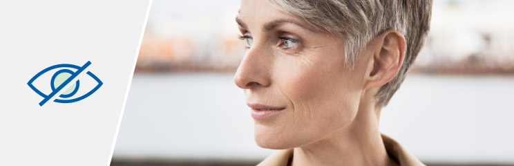 Image shows eye sign and a woman's face