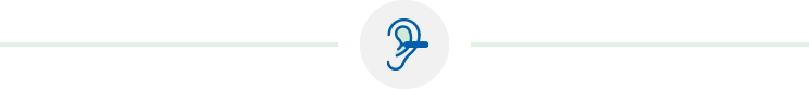ear icon with a line indicating sound or hearing care