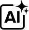 A stylized icon shows 'AI' within a square, accompanied by sparkling stars on the upper right corner, symbolizing artificial intelligence and innovation. There is no additional text in the image.