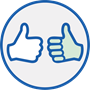 Thumbs-up icon representing positivity and a can-do attitude.