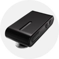 ConnectClip wireless audio streaming device with sleek black design and buttons on the side.