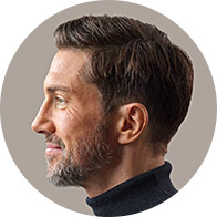 Image shows man from the side