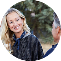 Image shows people having conversations outside