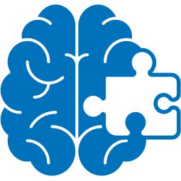 Un cerveau stylisé bleu avec une pièce de casse-tête manquant à droite, illustrant un lien cognitif et la santé auditive. Aucun texte visible.